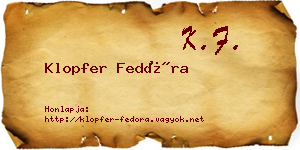 Klopfer Fedóra névjegykártya